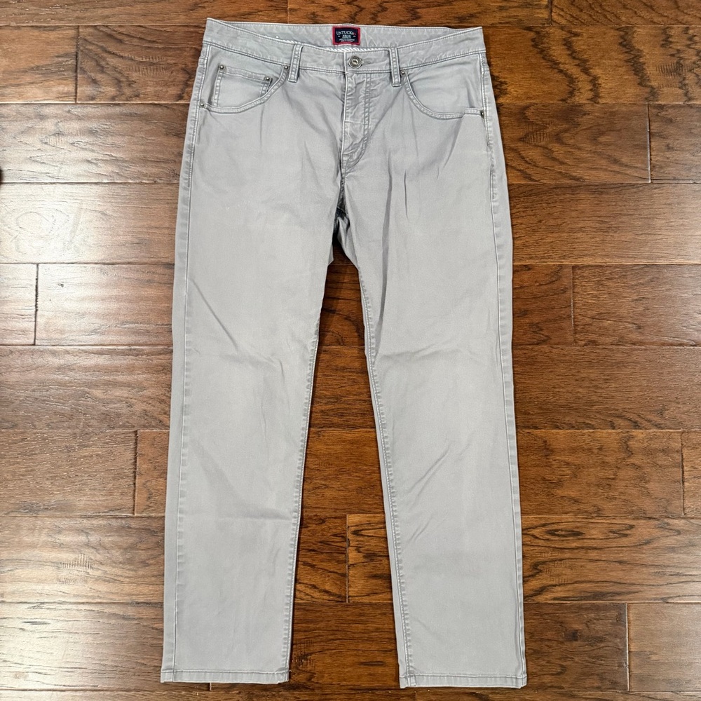 UNTUCKit Men Pants Don Santiago Gray Straight Fit Stretch Chinos 32x29(see Desc)